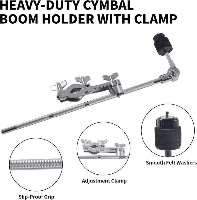 Seteol Cymbal Boom Arm Holder with Clamp, L-Arm Rod with Bracket Holder Extension Arm Attachment, Cymbal Stand Mount for Drum Hardware Cymbal Stand Percussion Instrument Accessories (Long/30CM Arm) - Image 4